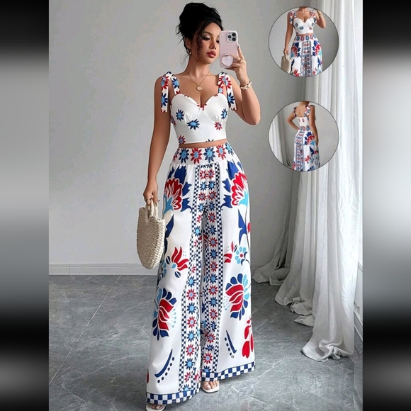 Pants - Vibrant Floral Two-Piece Set